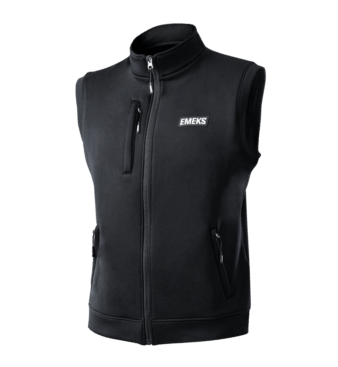 black thermal motocross mx gilet with 3 zipped pockets and rubber EMEKS logo UK