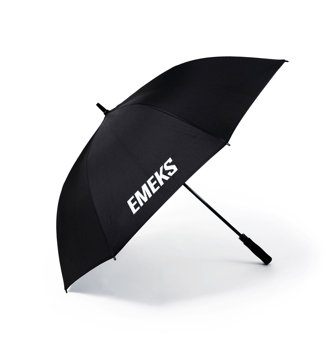 large black umbrella with white EMEKS logo motocross MX rain waterproof UK