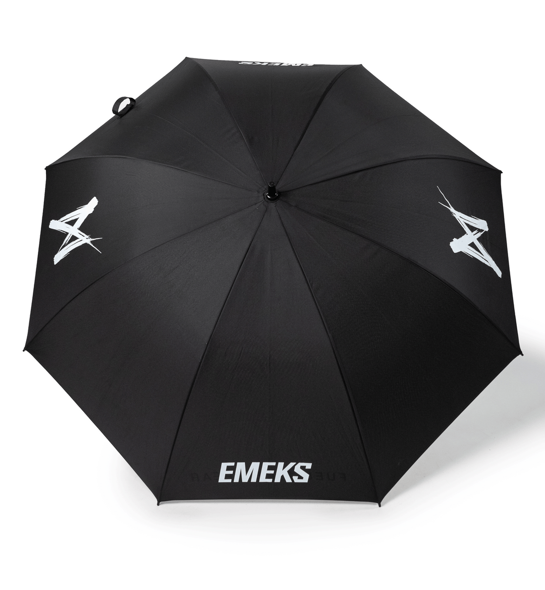large black umbrella with white EMEKS logo motocross MX rain waterproof UK