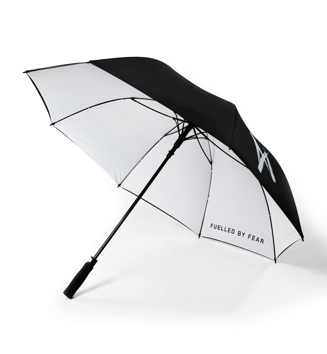 large black umbrella with white EMEKS logo motocross MX rain waterproof UK
