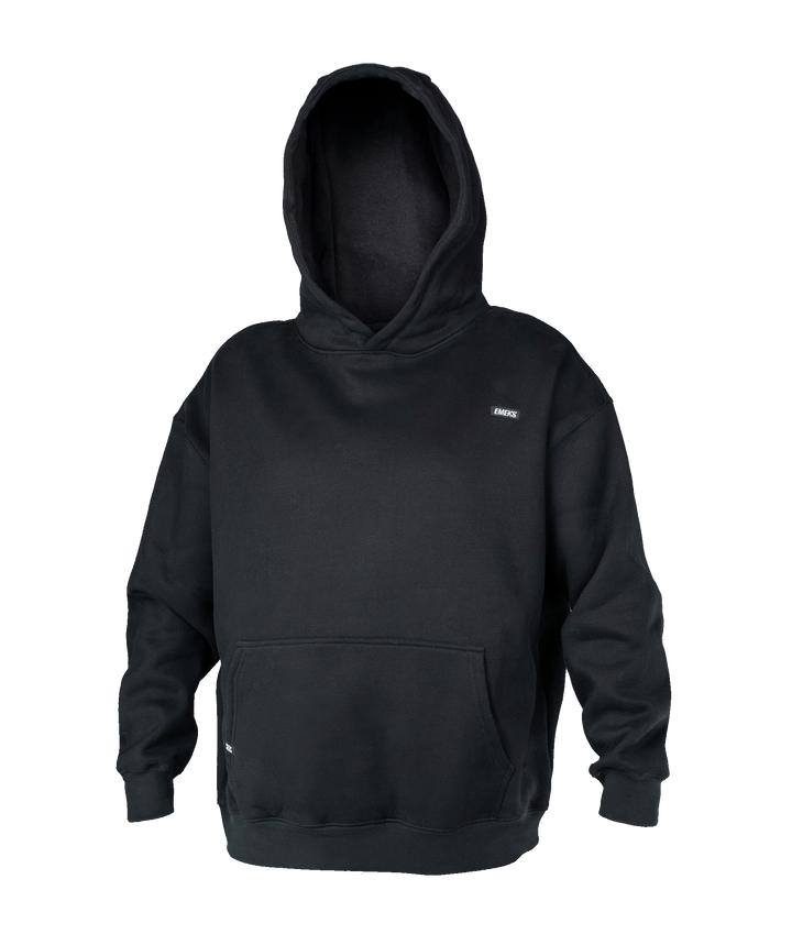 Soft black motocross MX hoodie with EMEKS branding UK