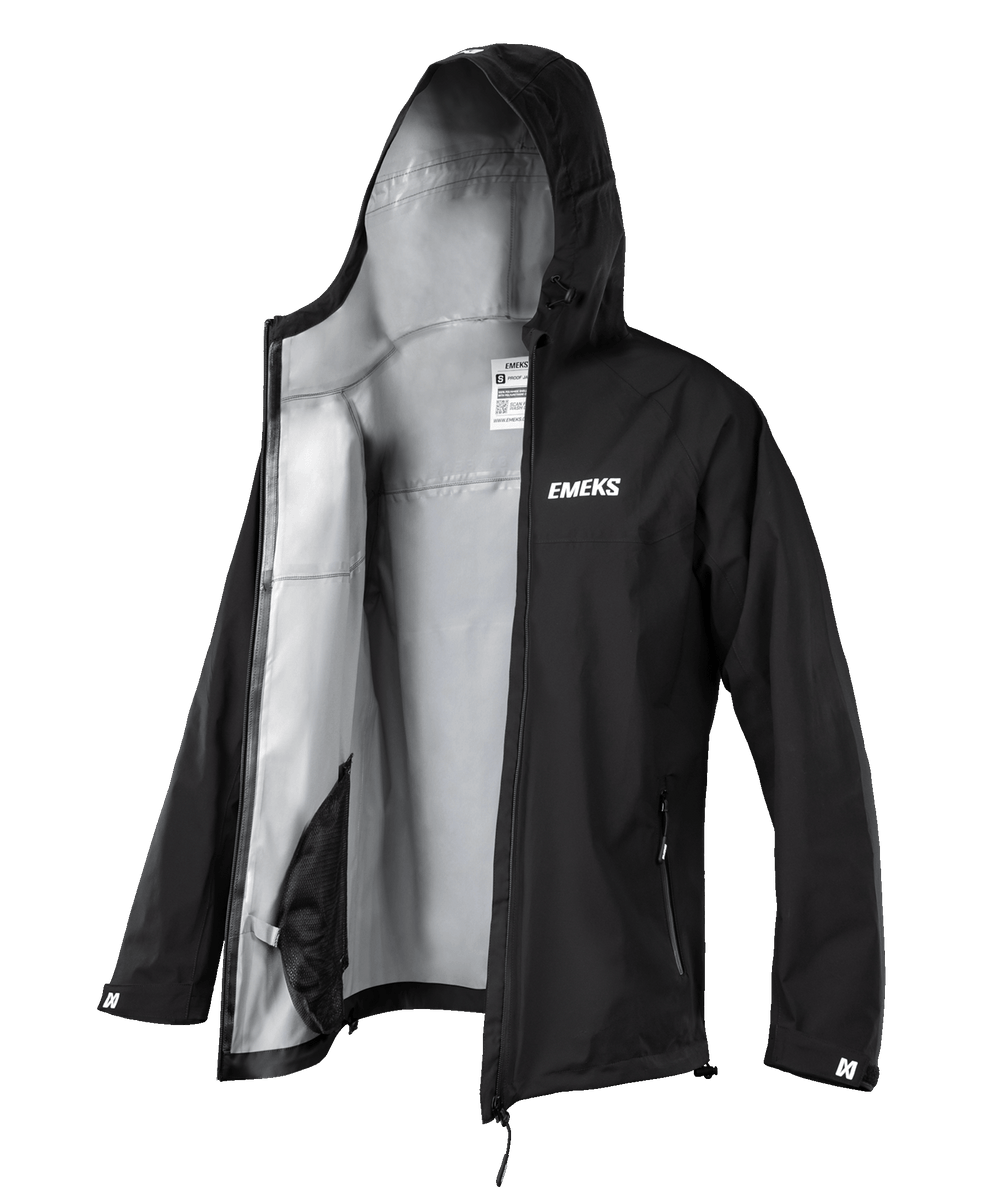 Black lightweight motocross mx rain jacket waterproof EMEKS UK