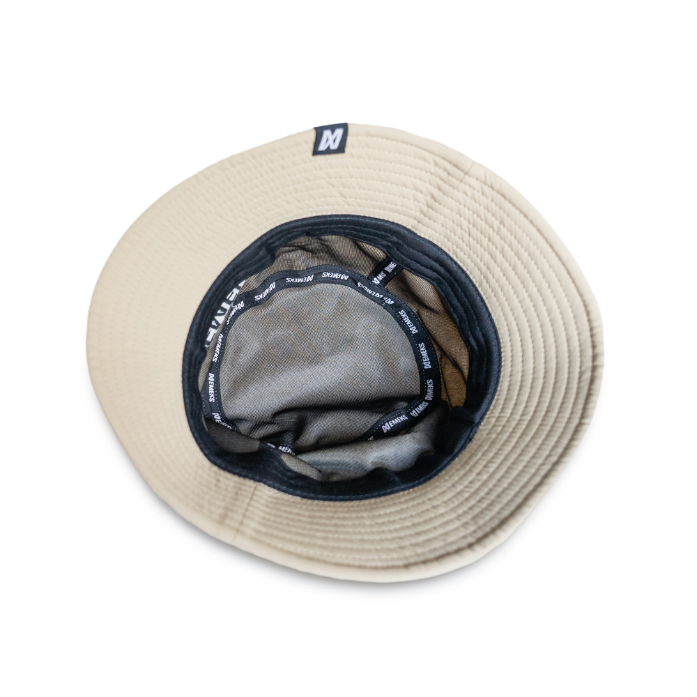 Sand yellow motocross MX bucket hat with EMEKS branding UK