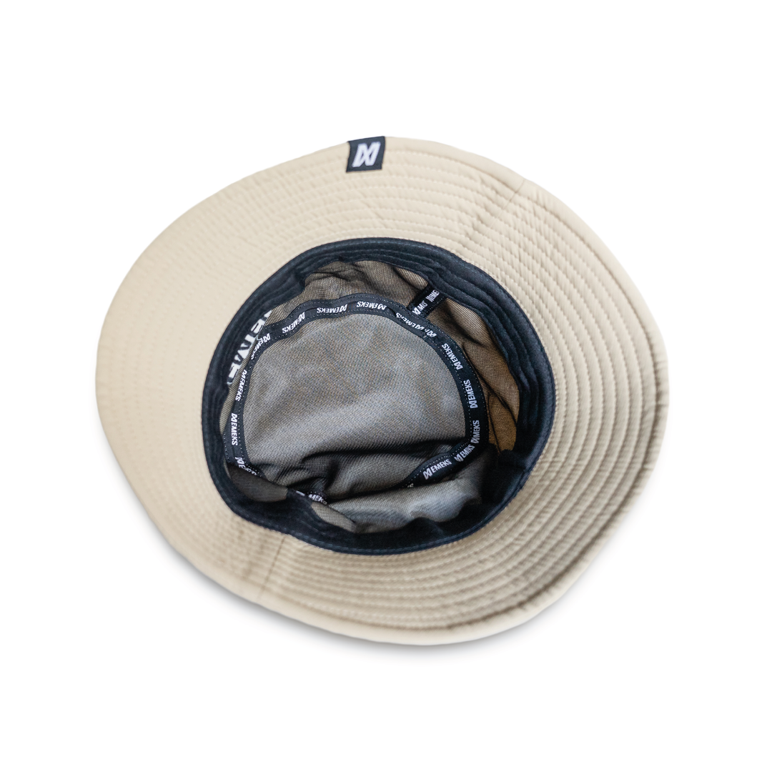 Sand yellow motocross MX bucket hat with EMEKS branding UK