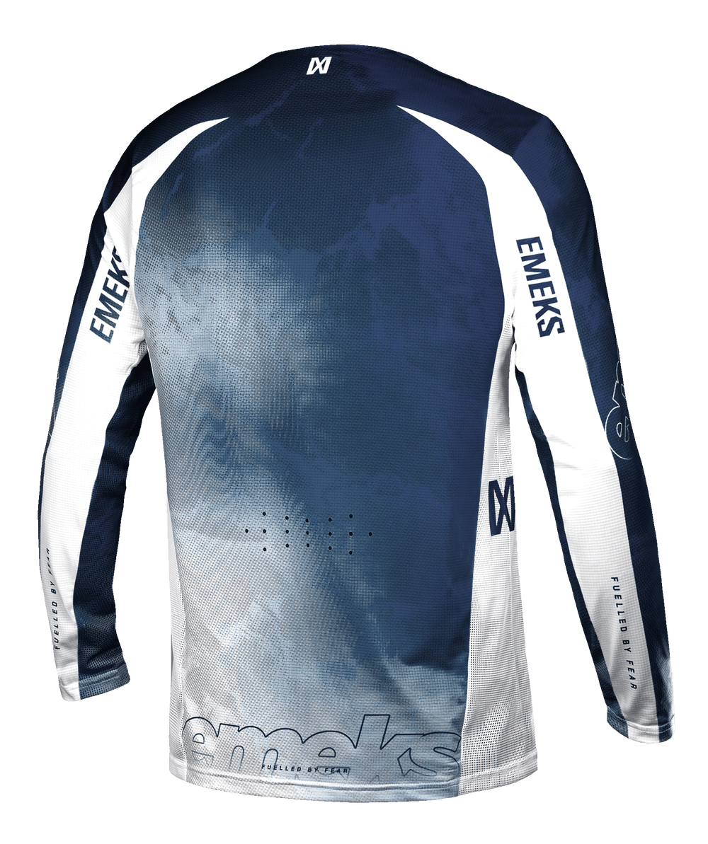 Indigo blue and white motocross mx jersey EMEKS UK