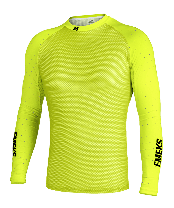 Fluoro yellow motocross MX compression top lightweight summer vented EMEKS UK