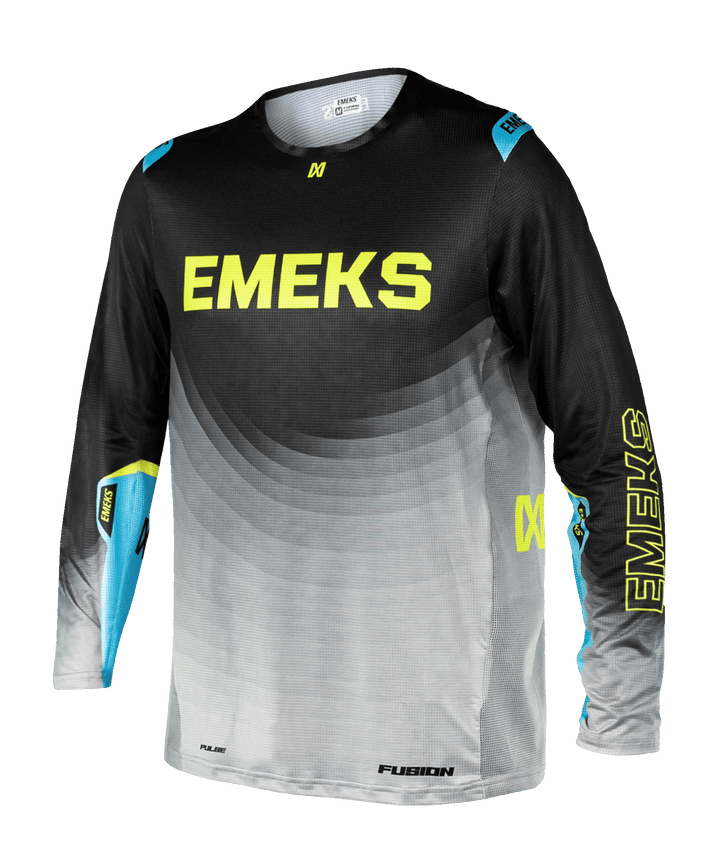 Black grey yellow lightweight motocross MX jersey EMEKS UK racewear