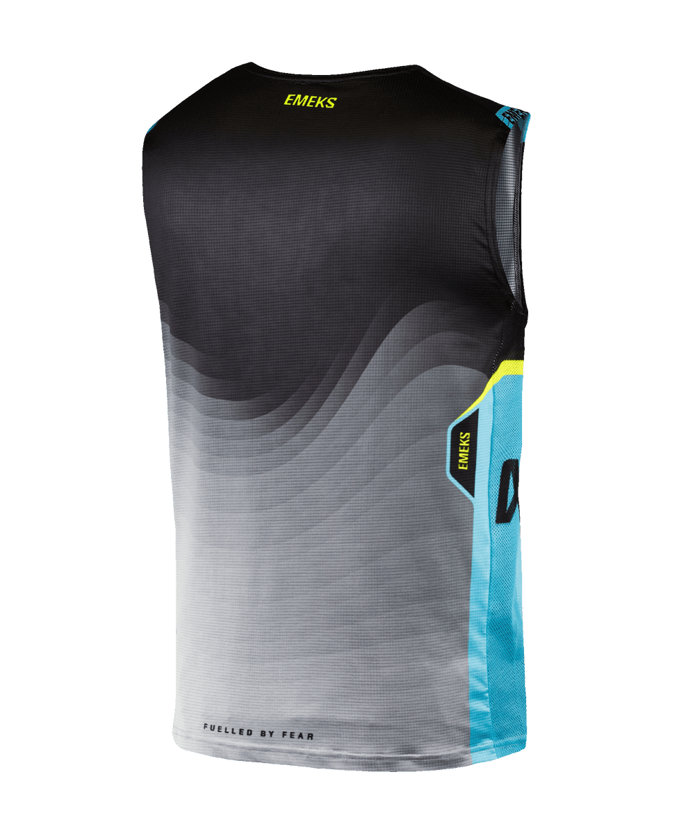 Grey yellow blue lightweight motocross MX bib EMEKS UK racewear