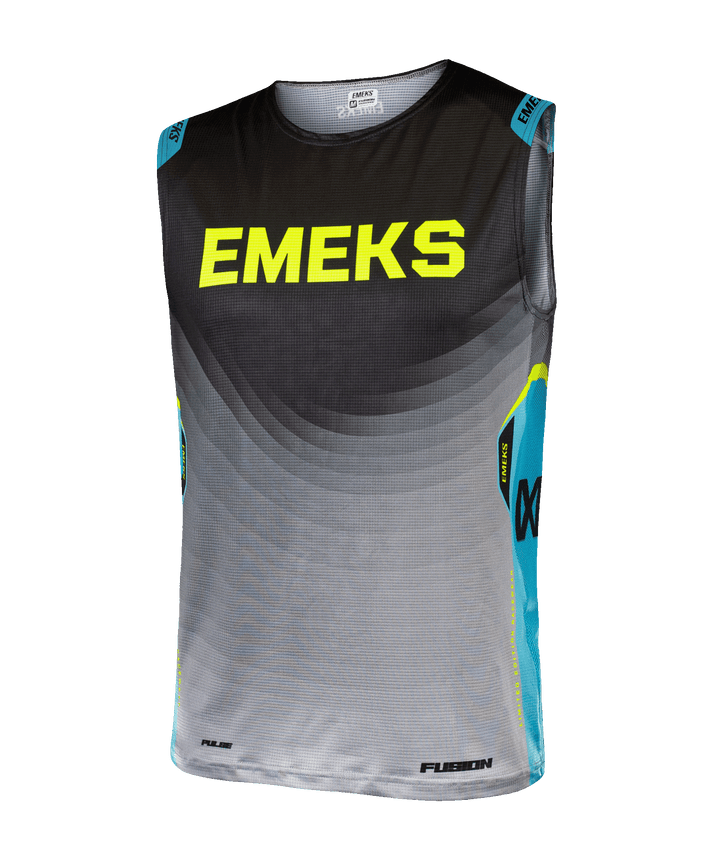 Grey yellow blue lightweight motocross MX bib EMEKS UK racewear