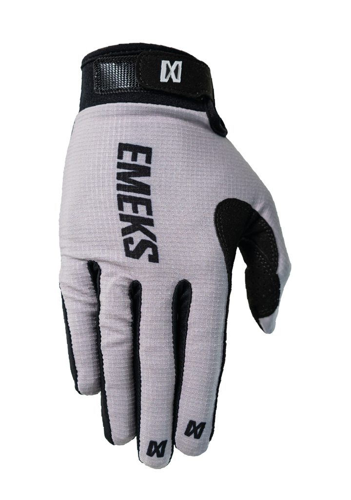 Grey motocross MX gloves lightweight EMEKS UK