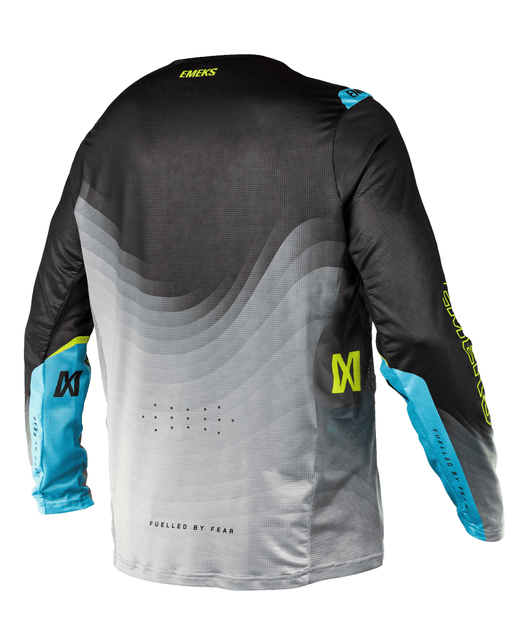 Black grey yellow lightweight motocross MX jersey EMEKS UK racewear vented