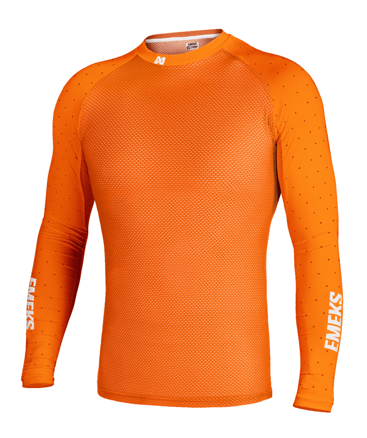 Orange motocross MX compression top lightweight vented summer EMEKS UK