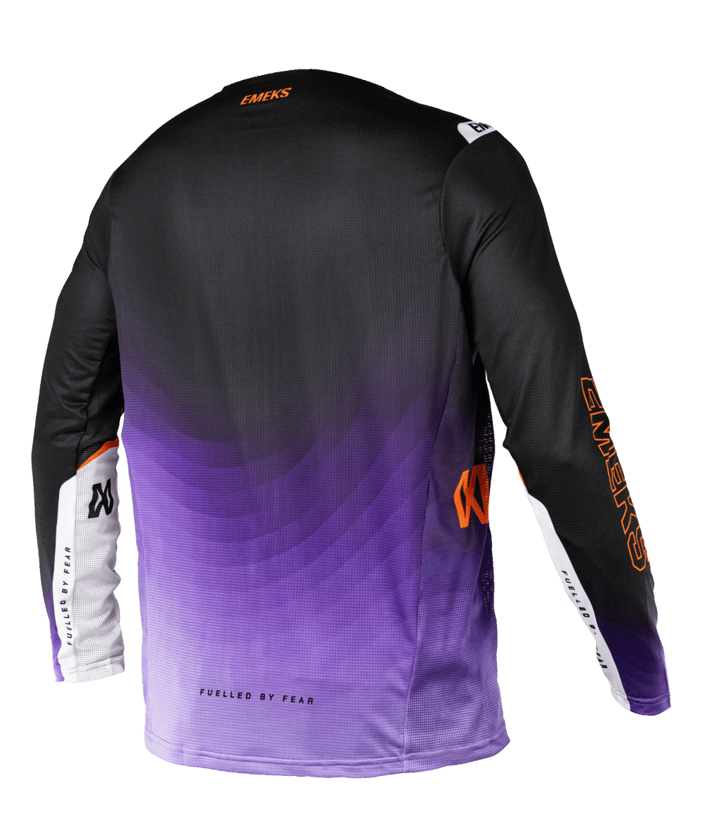 Black purple orange lightweight motocross MX jersey EMEKS UK racewear