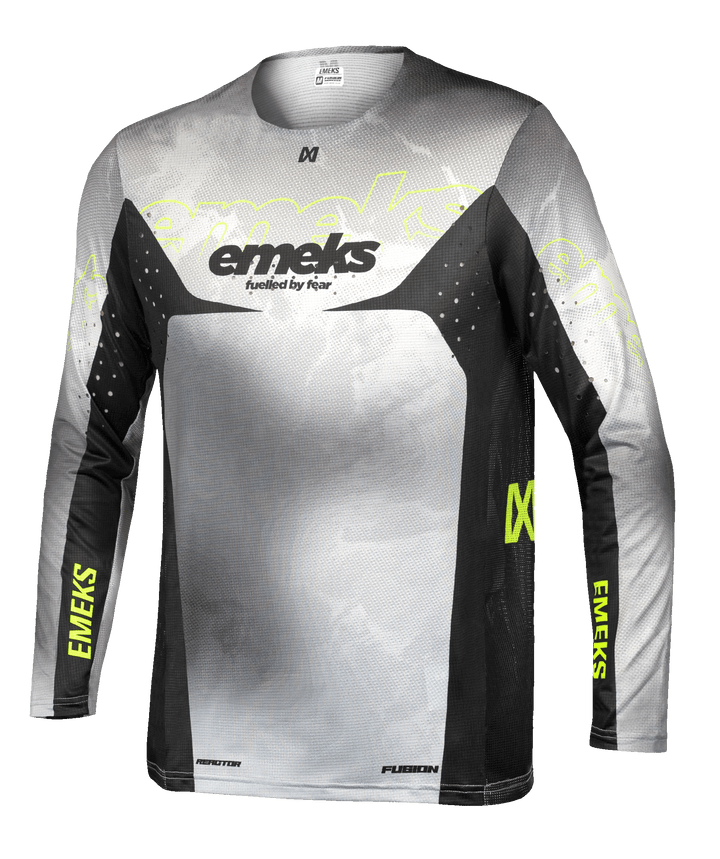 Black fluoro yellow grey colours motocross MX jersey kit EMEKS UK