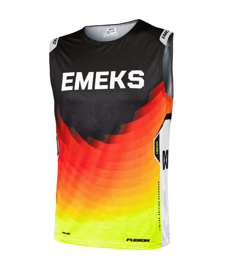 black red yellow lightweight motocross MX bib EMEKS UK racewear