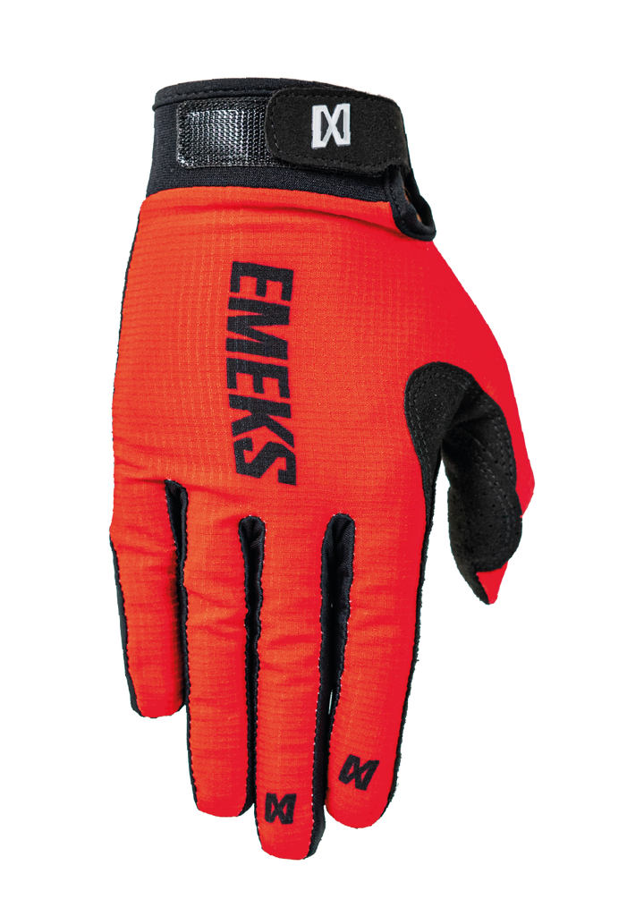 Red motocross MX riding gloves lightweight EMEKS UK