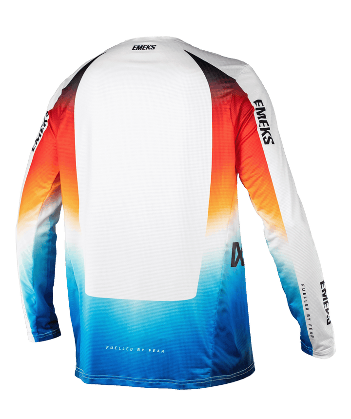 White red blue lightweight motocross MX jersey EMEKS UK racewear