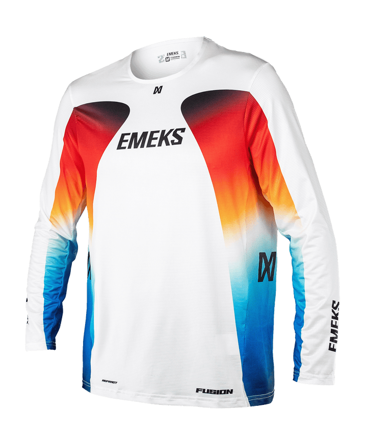 White red blue lightweight motocross MX jersey EMEKS UK racewear
