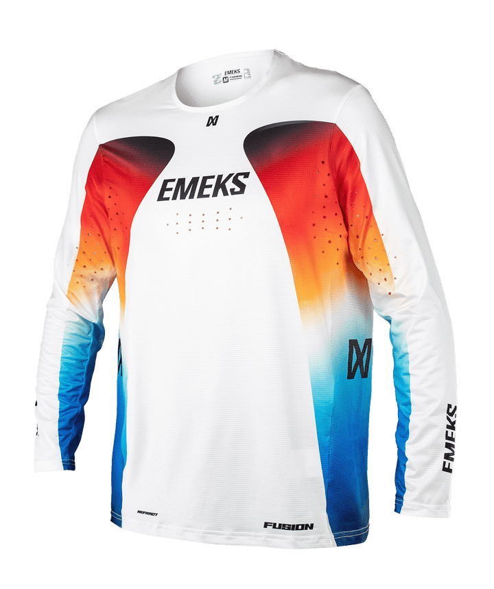 White red orange blue lightweight motocross MX jersey EMEKS UK racewear vented