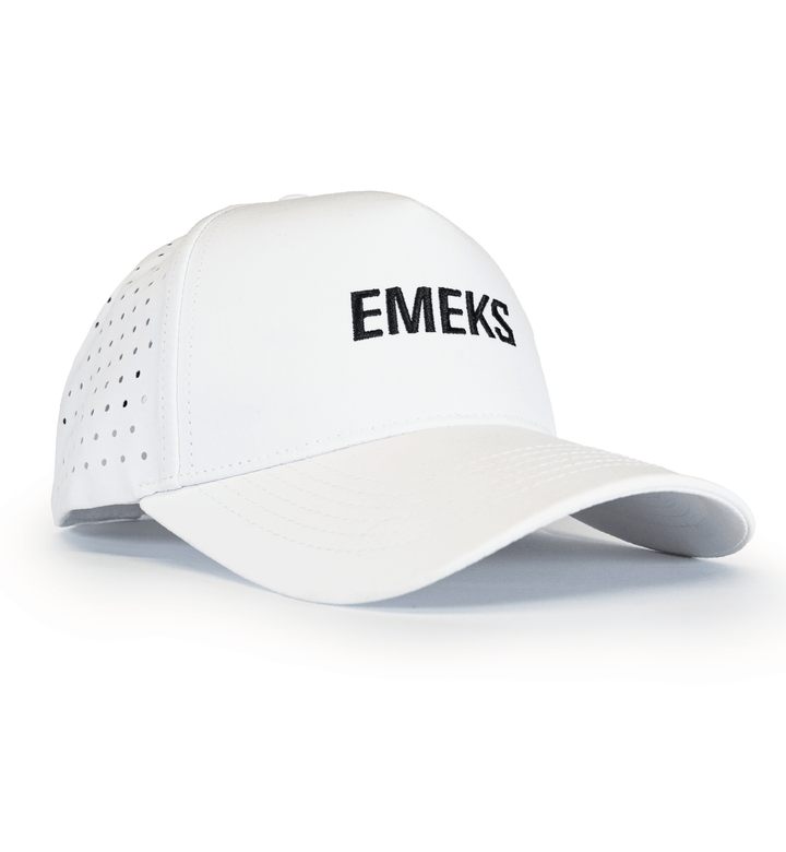 White snapback hat with motocross MX branding EMEKS UK