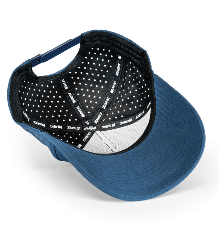 Navy snapback hat with motocross MX branding EMEKS UK