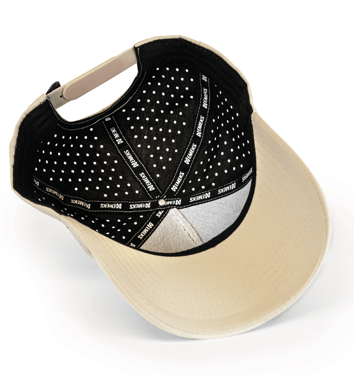 Sand yellow snapback hat with motocross MX branding EMEKS UK