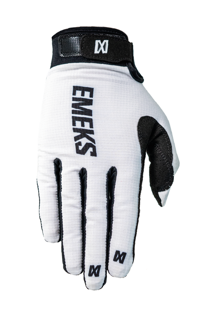 White motocross MX gloves lightweight EMEKS UK